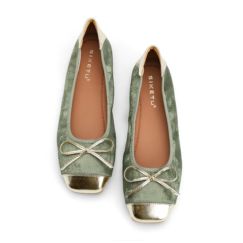 

New 2025 Autumn/Winter Women's Fashion Splicing Color Butterfly Bow Decoration Comfortable and Versatile Casual Flat Shoes