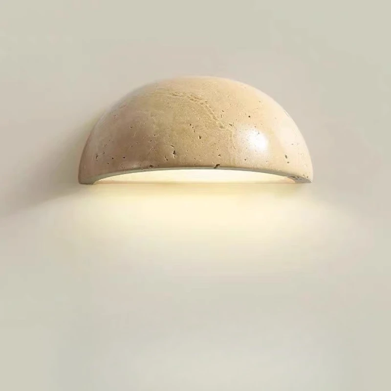 

Настенный светильник в стиле ретро ваби-саби, желтый травертин, прикроватная лампа, скандинавский полукруглый фон для гостиной, прихожей, настенный светильник