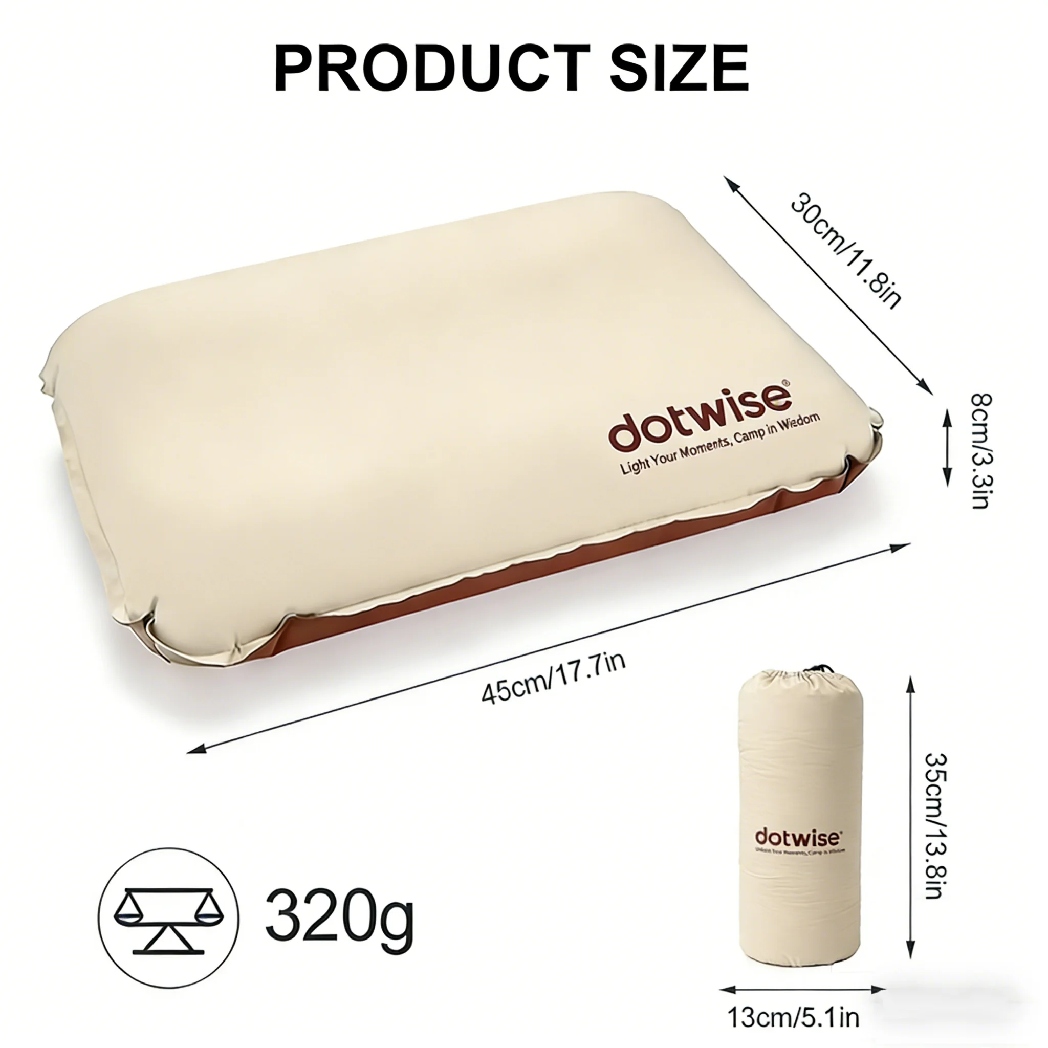 DOTWISE Camping Pillow  Self Inflating Sleeping Pillow 3D Ultralight Sponge Compact Pillow Outdoor Travel Neck Pillow Portable