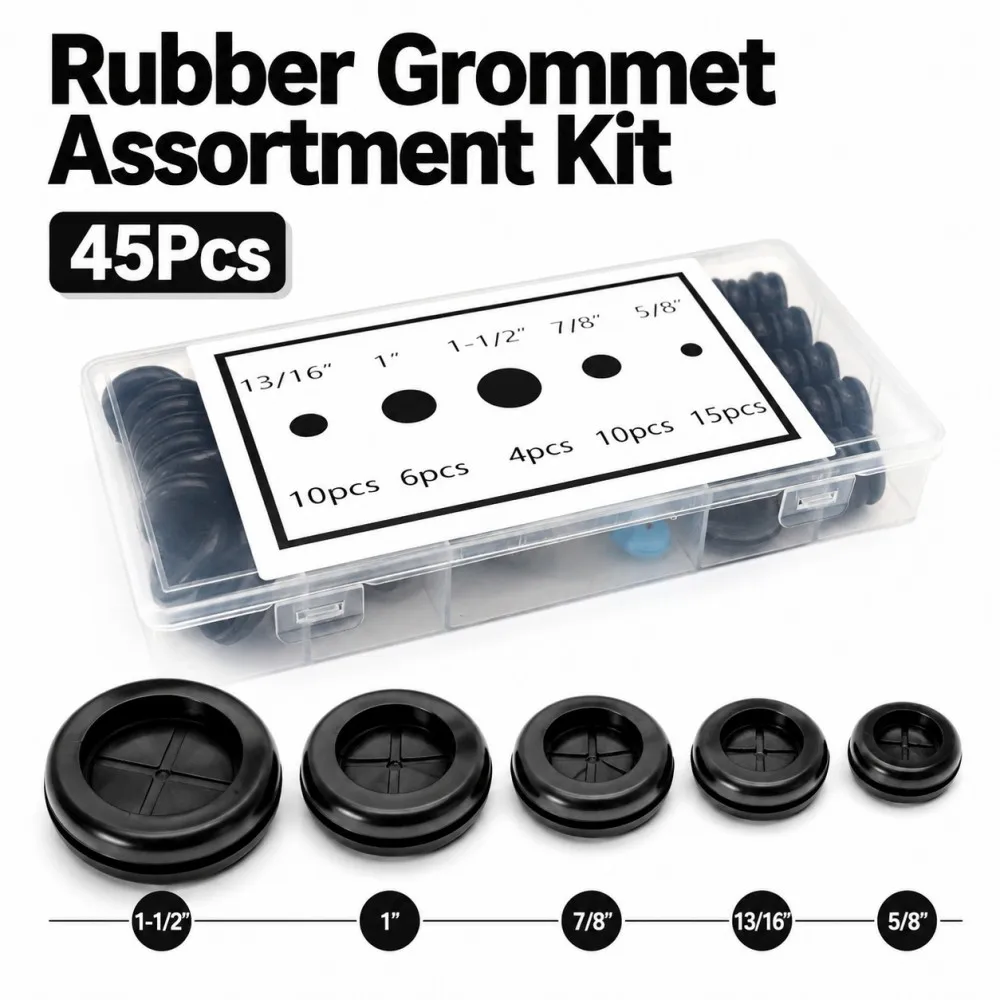 Firewall Waterproof Car Wire Grommet Kit for Desk Hole Cover Cables Cord Rubber Grommets 5 Sizes Rubber Wire Sealing Rings