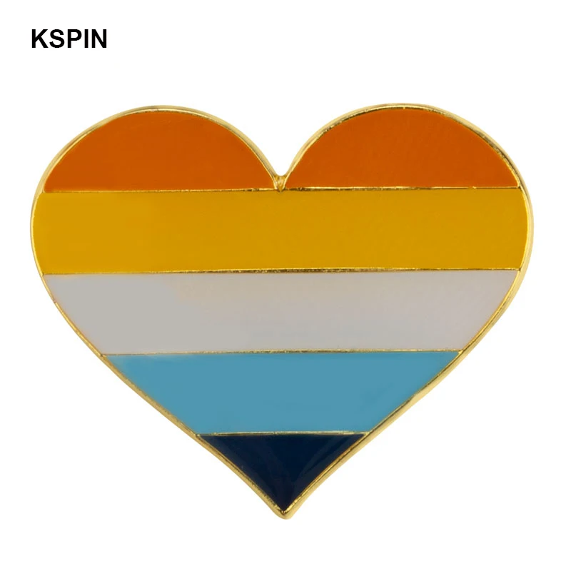 AroAce Pride heart shaped Flag Badge Clips Button for Clothes Metal Kawaii Pins in Brooches