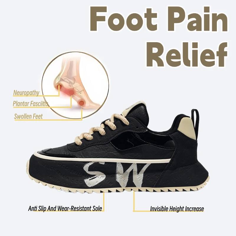 

LiveDay Men's Platform Sneakers Fashion Hiking Outdoor Comfortable Wearproof Designer Luxury Height Increased Casual Shoes