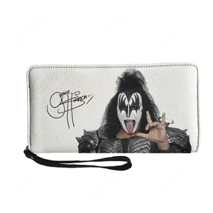Gene The Demon Simmons Kiss Custom Wallet Purse Mens Womens Teenagers Zipper Long Wallets Double Print  Portable Wallet Gift Bag