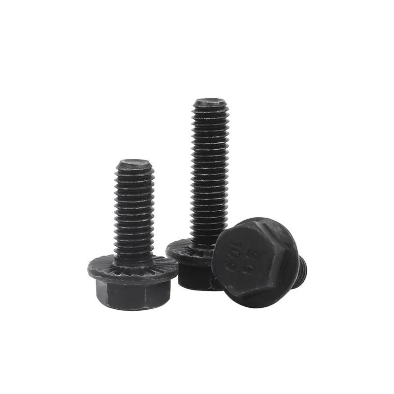 

M5 M6 M8 M10 10.9 Grade Black Alloy Steel Hex Flange Head Screws / Serrated Locking Flange Bolts GB5787/DIN6921