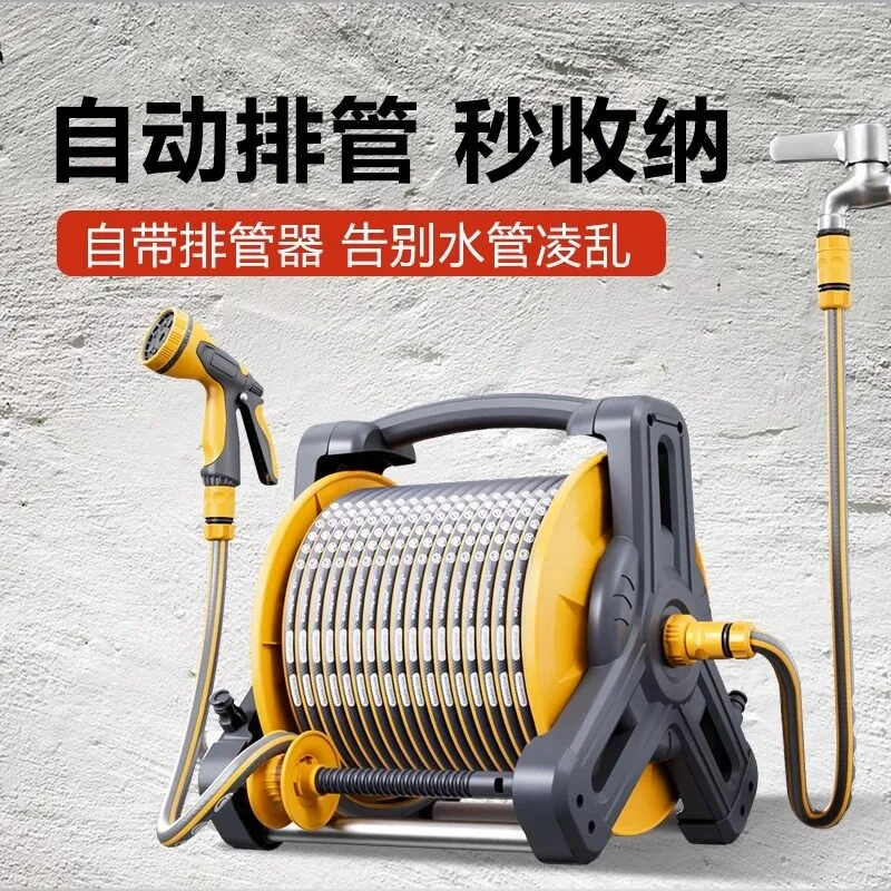 Garden Hose Reel Cart Water Pipe Storage Rack For Car Wash Flower Watering