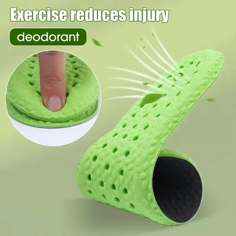 Green Soft Comfortable Insoles Breathable Shock-absorbing Deodorizing Shoe-pad Orthopedic Military Training Foot Sponge Insole