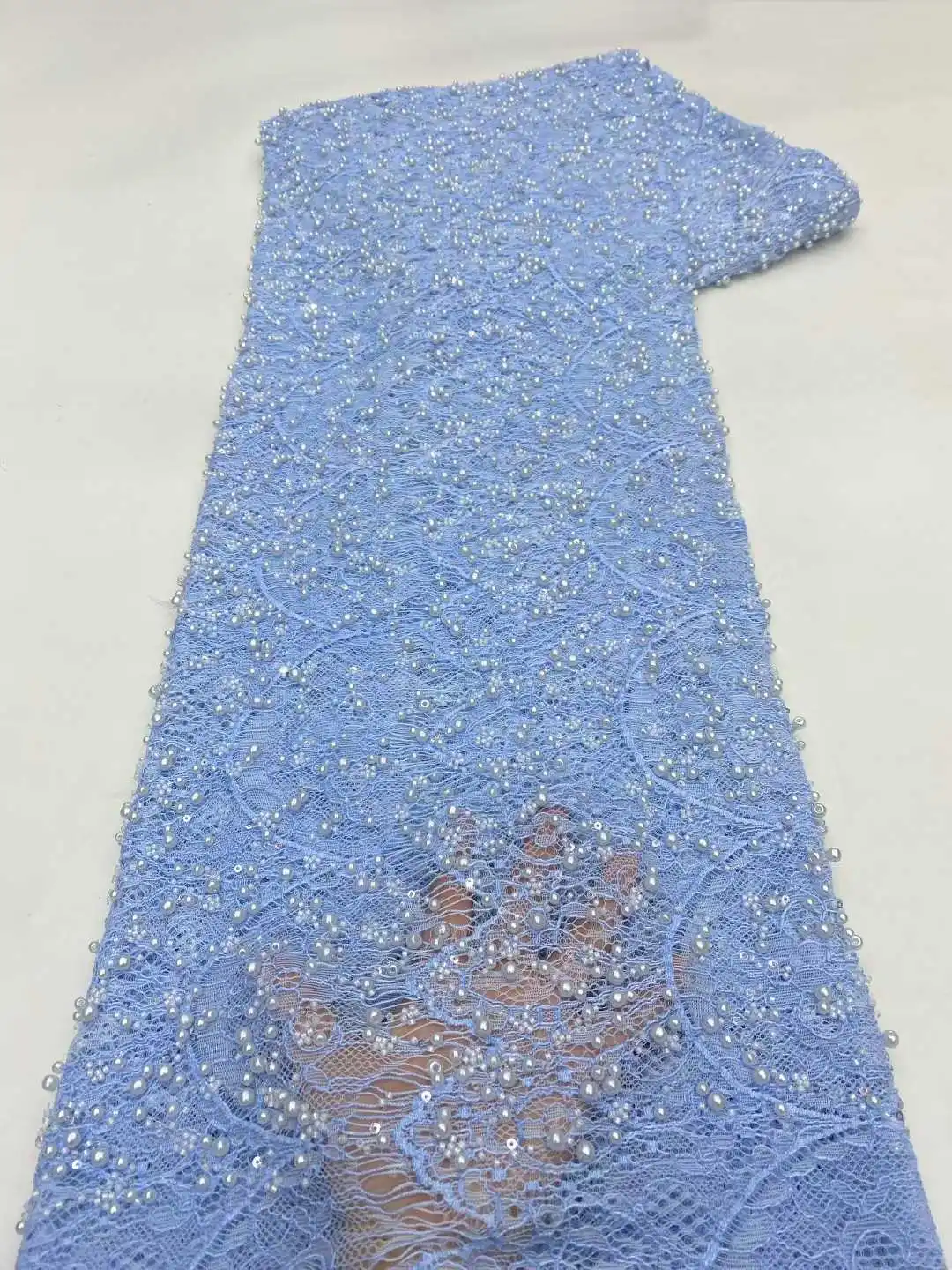 African Mesh Lace Fabric Nigerian Beads Lace Fabric 2026 High Quality French Nigeria Lace Dresses for Women Party Wedding Sewing