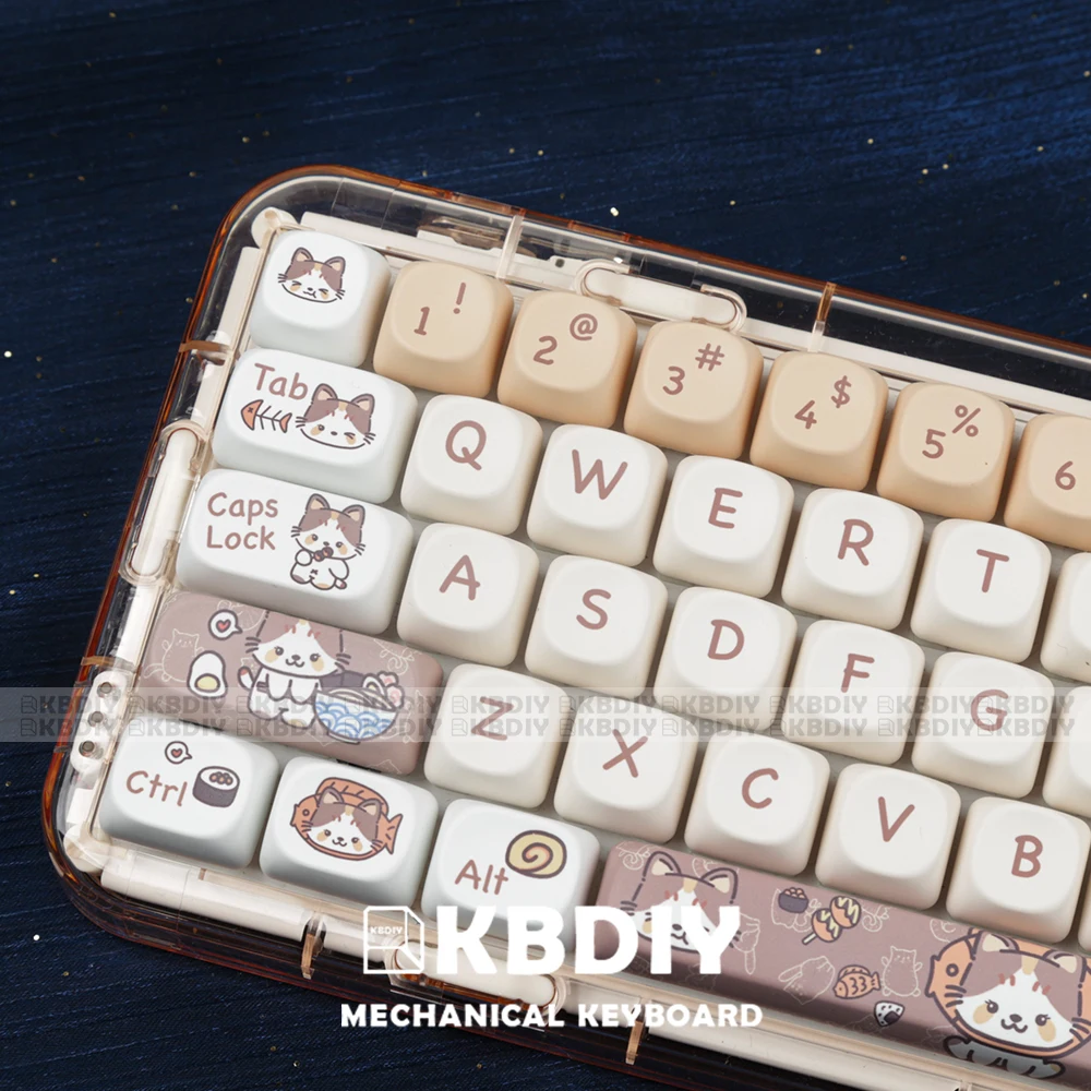 KBDiy 143Keys/Set MOA Profile Cute Cat Theme Keycap for Keyboard MAC Cartoon PBT Keycaps MX Switches for GMK67 64/61/104/87/980