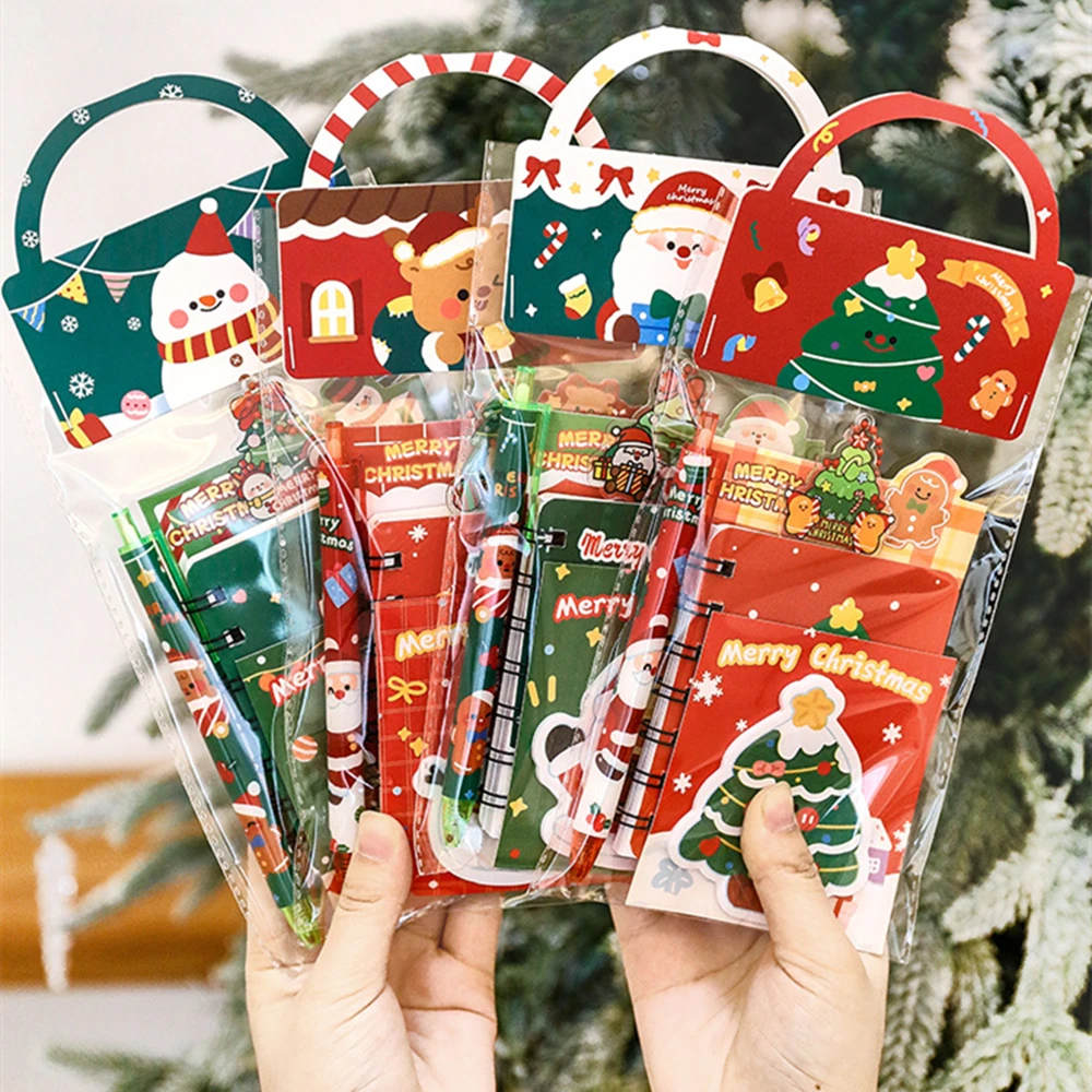 Christmas Study Supplies Stationery Set with Keychain Pendant Bookmark notebook Reward Back-to-School Season Gift for Student