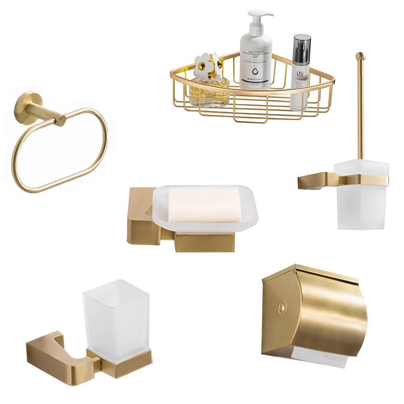 Luxury Bathroom Brushed Gold Bathroom Accessory Set