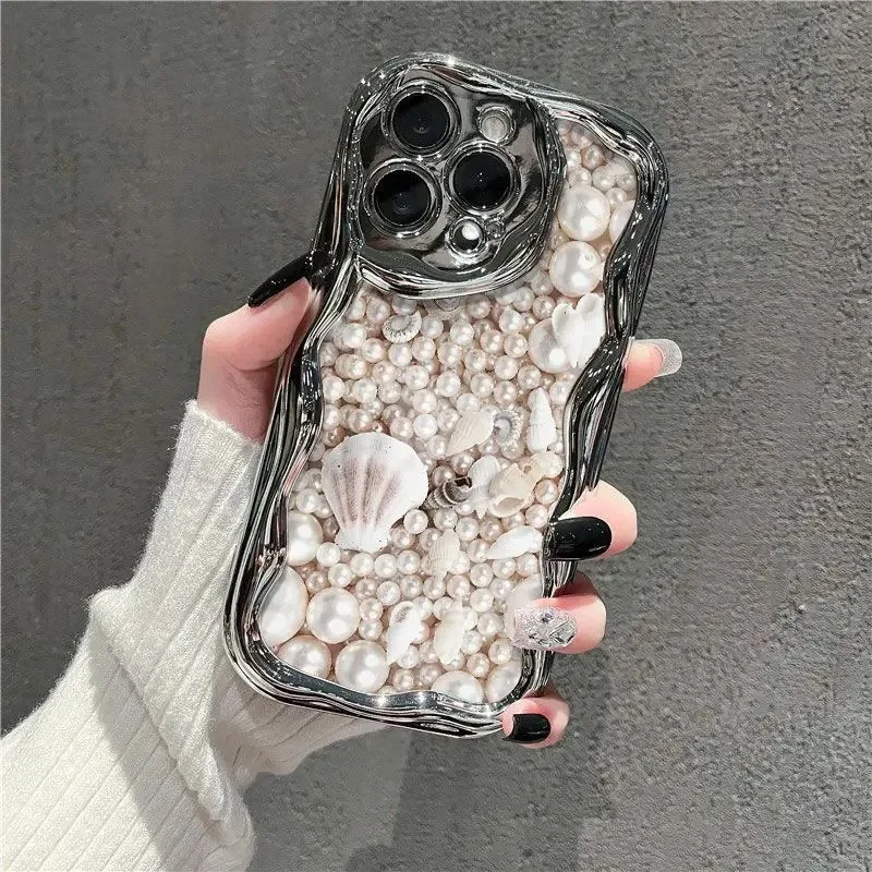 Pearly Shells Phone Case For Samsung Galaxy A55 A35 A25 A15 A54 A24 A33 A34 A73 5G A32 A51 A52 A53 A71 A72 A30 A50 soft