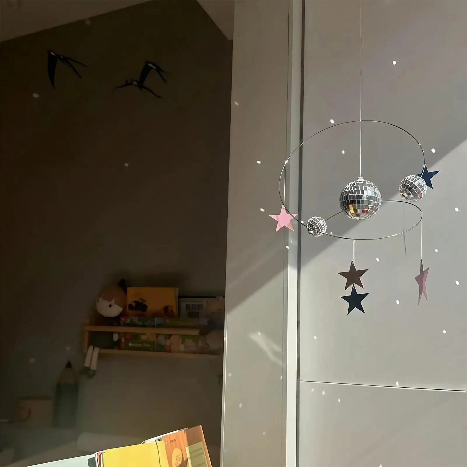 Disco Ball Decor Spiral Window Decoration Suncatcher Reflective Stars Ornament Rotating For Indoor Outdoor Garden Party Car