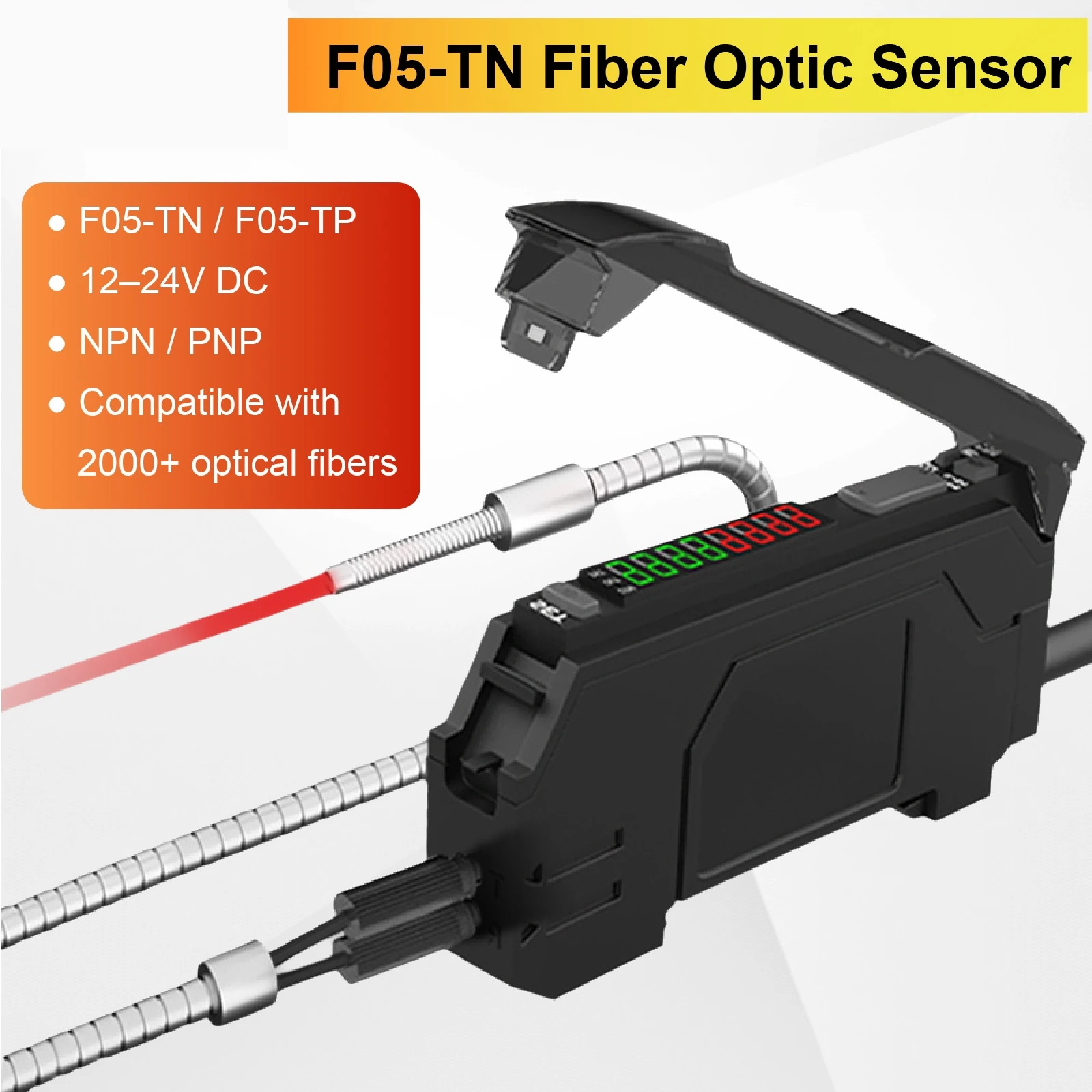 F05-TN Dual Display Fiber Optic Amplifier Sensor NPN PNP Output Diffuse Reflective Through Beam M3 M4 M6