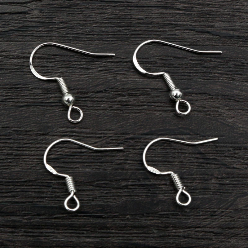 50pcs 16mm 925 Sterling Silver Plated Findings Earring Hooks Clasp Accessories For DIY Jewelry Making Wholesale Jewelrys