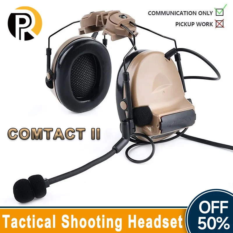 WADSN Comtac II Tactical Headset Hunting C2 Shooting Headphone With Kenwood U94 PTT Helmet Rail Adapter Soft Earmuff Earphone