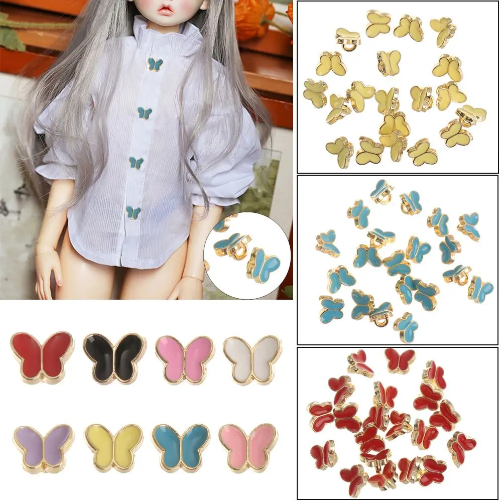 20pcs 6mm Craft Dollhoues Miniature Metal Buckles Mini Buttons Clothing Sewing Buckle DIY  Clothes
