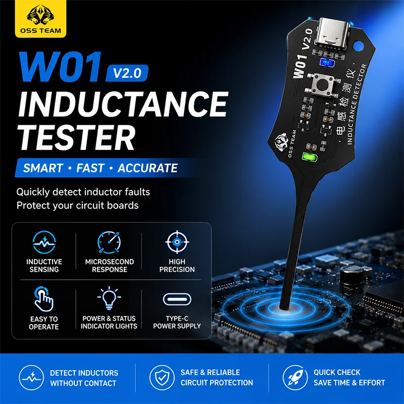 OSS W01 V20 Inductance Tester Ultra USB C Power Indicator High Precision Circuit Troubleshooting Tool
