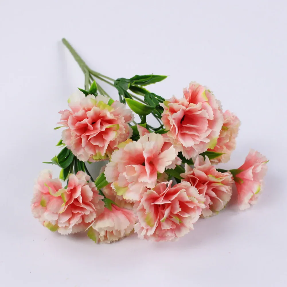 11 Head Carnation Artificial Flowers Plastic Fake Plants Home Party Wedding Decoration Artificial Flowers Bouquet