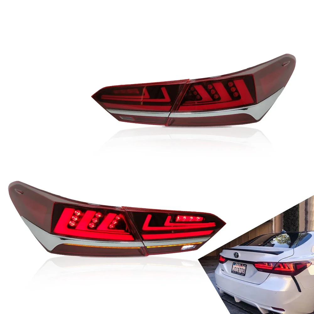 

Светодиодные задние фонари OLAVGDN для Toyota Camry 2018 2019 2020, задние фонари, анимация запуска, DRL, тормозной сигнал поворота в сборе