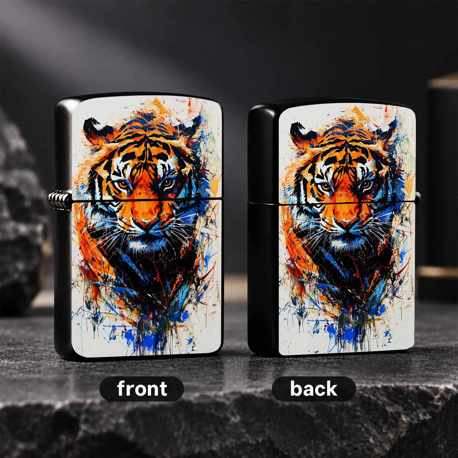 Creative Splatter Tiger Head Art Style Lighter, Cool Stylish Portable Ignition Accessory For Daily Outdoor Use, Durable High-Grade Practical Gift For Friends, Multi-Scenario Delicate Decorative Ignition Tool With Vivid A Humorous And Intere