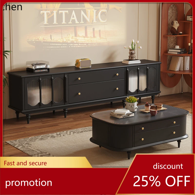 

CZ Retro Solid Wood TV Cabinet Living Room Home Storage Cabinet Vintage Style Floor-standing TV Stand