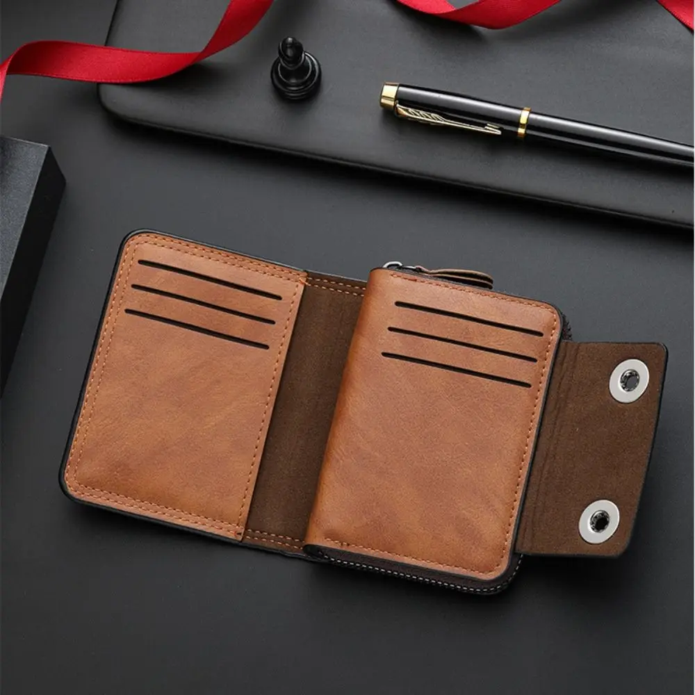الرجعية سستة ثلاثة أضعاف المحفظة متعددة الوظائف بلون الرجال حامل بطاقة الهوية حامل بطاقة محفظة صغيرة الأعمال حقيبة صغيرة الرجال