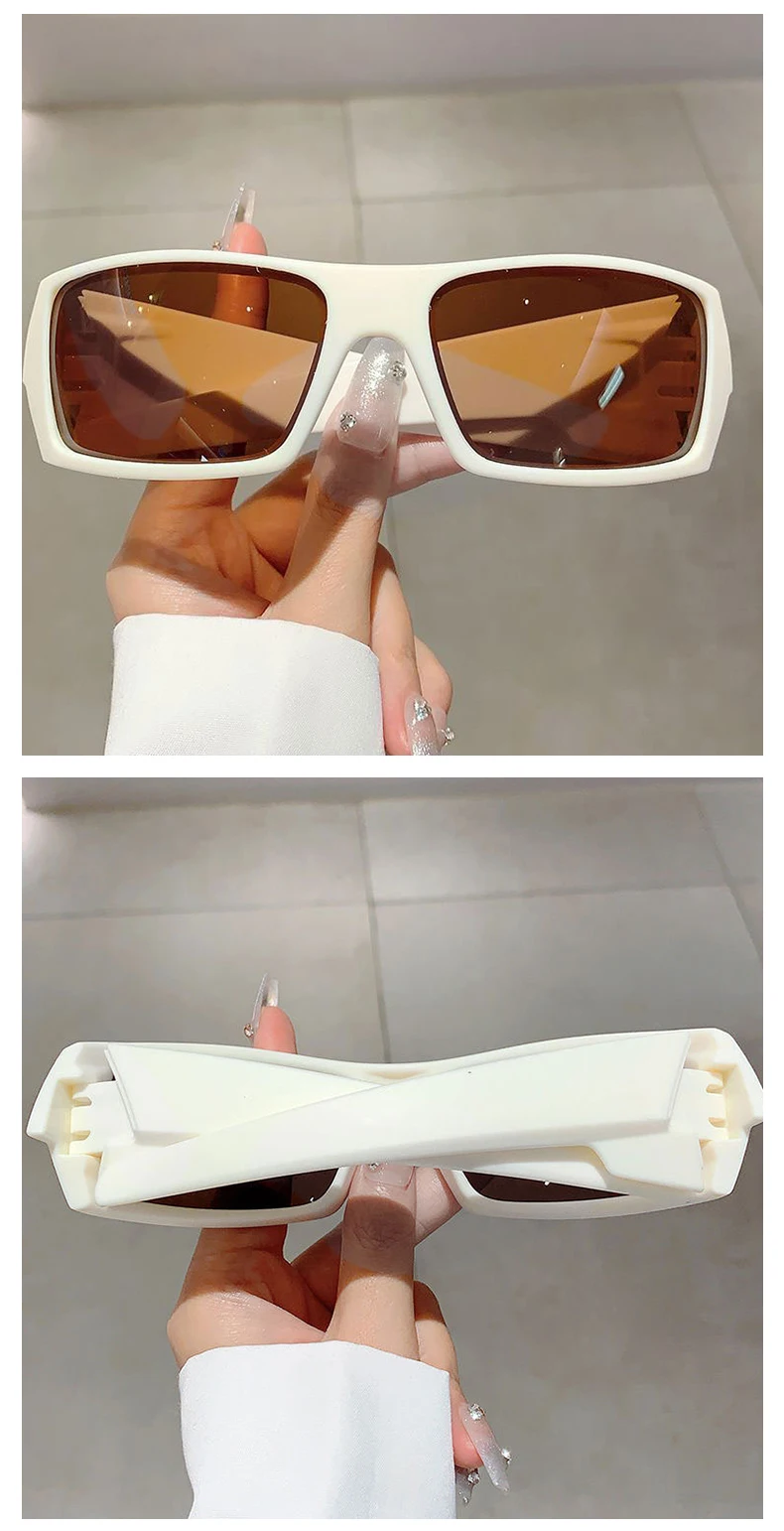 Outdoor Radfahren Winddichte Brille UV400 Schutz Sport Sonnenbrille Männer Frauen Trendy Retro Rechteckige Wrap Around Goggle – Detail 7