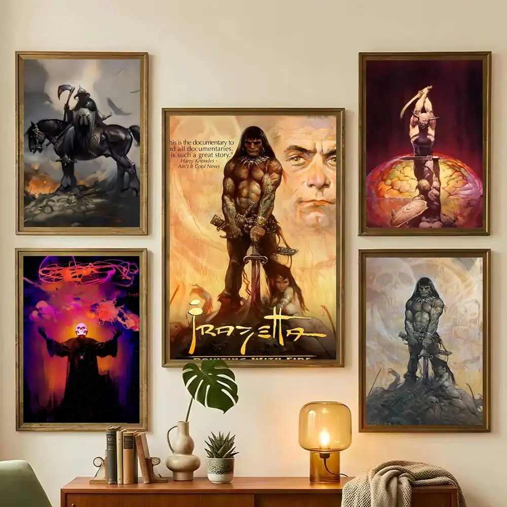 Artist Fantasy F-Frank Frazetta art Painting Calligraphy Stylish Wall Art Poster, Bedroom Living Room Home Decor Gift