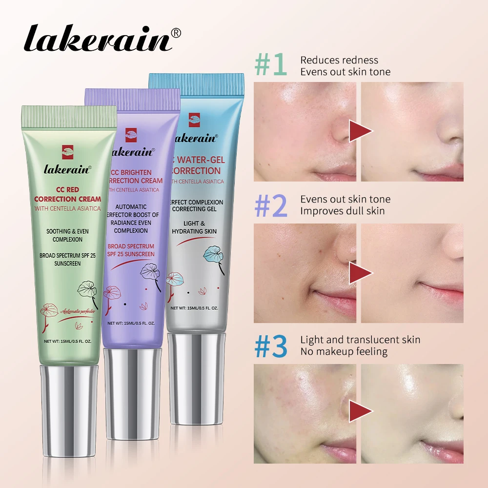 3Colors CC Cream Liquid-Based Full Coverage Cream Waterproof Long-Lasting Correct Redness Foundation erborian Korean Cosmetics