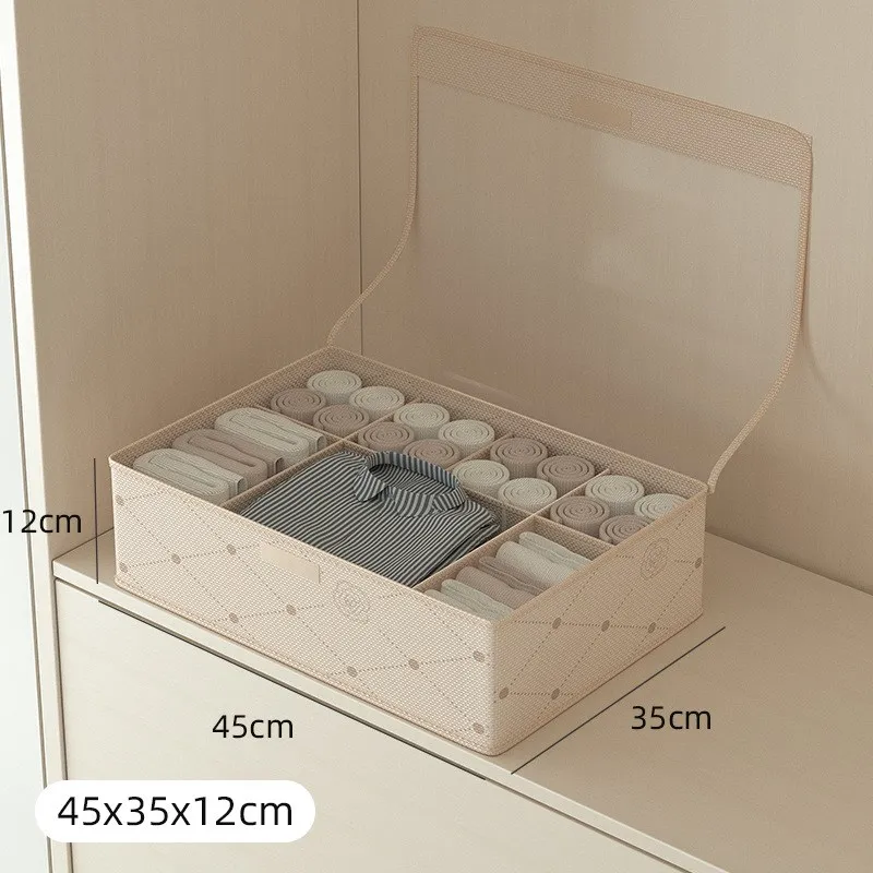 

Tea Flower Transparent Dustproof Stackable Storage Box with Cover Oxford Cloth Material Socks Organizer Humidity Resistant Bin