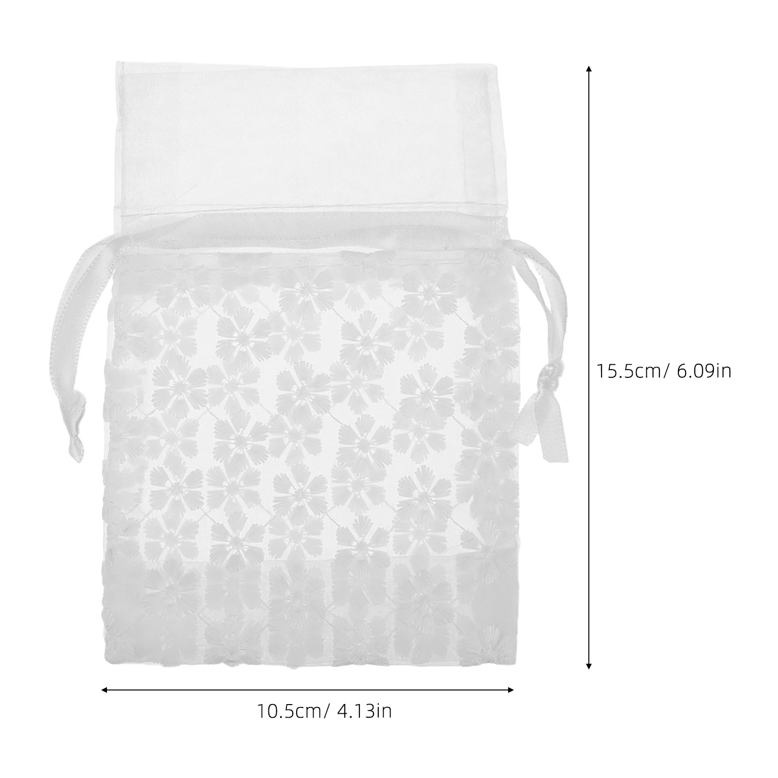 4 個の刺繍入り花柄メッシュ巾着バッグ小さなジュエリーポーチ旅行パーティーの記念品収納ガーゼオーガナイザートラベルポーチ