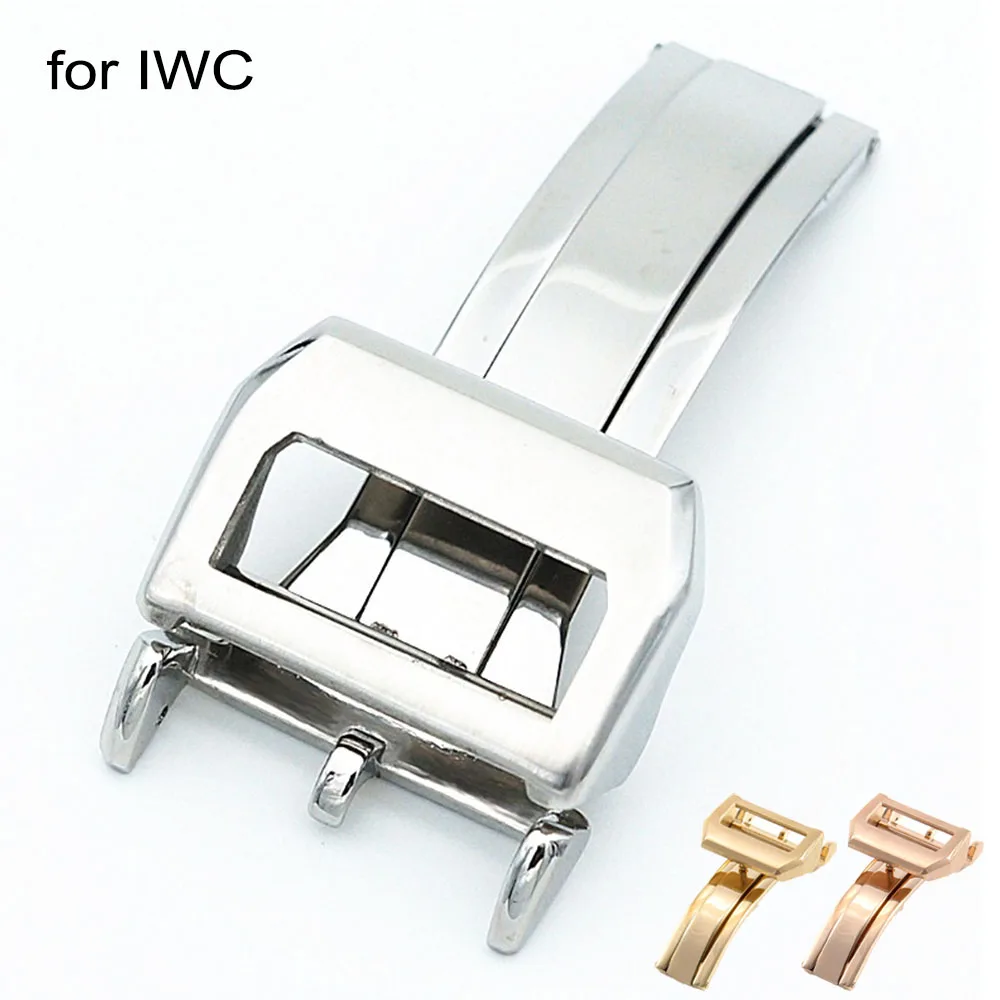 18mm Watch Band Buckle for IWC Pilot Mark Portuguese Stainless Steel Deployment Clasp Rubber Nylon Leather Strap Folding Buckles