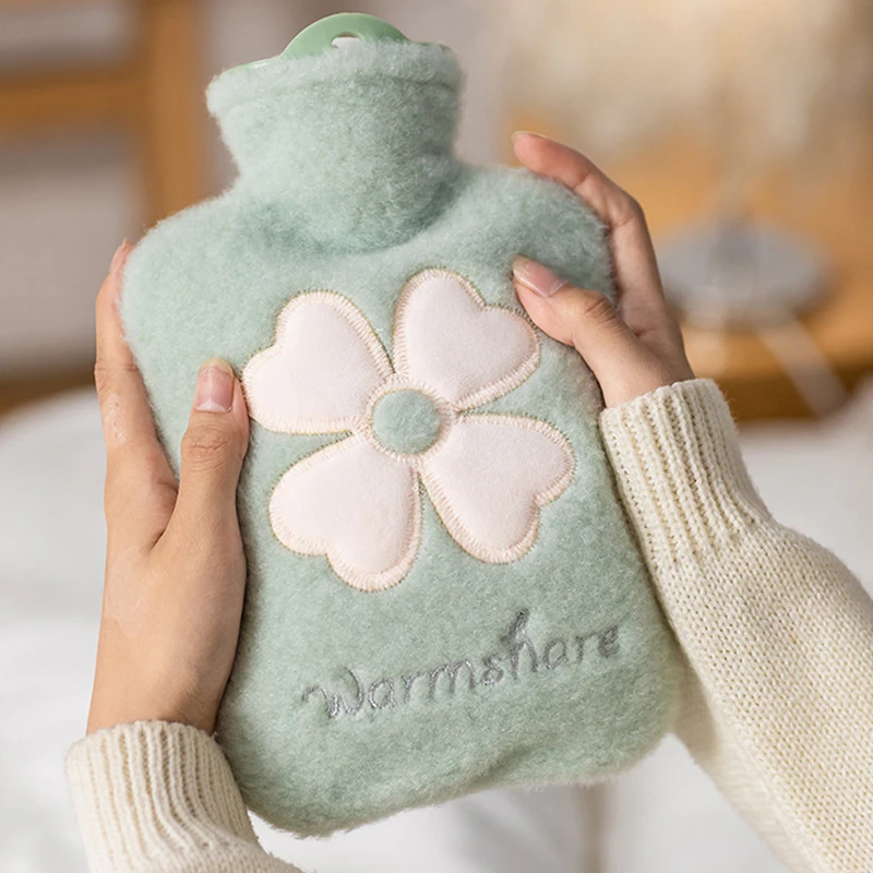 1000ML Hot Water Bag Warm Belly Hands Cute Warm Water Bag Hand Warmer Flower Hot Water Bottle Bag Water Warmer