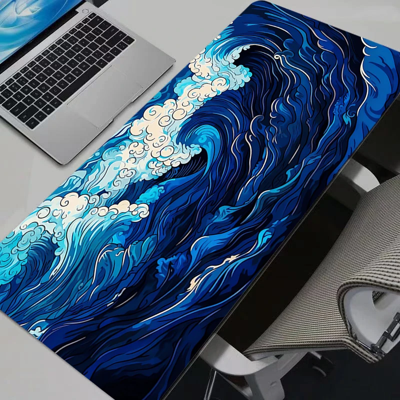 Alfombrillas de ratón de ondas japonesas coloridas, alfombrilla de ratón para juegos, alfombrilla de escritorio para ordenador, alfombrilla para teclado de oficina, alfombrilla para ratón XXL para jugador