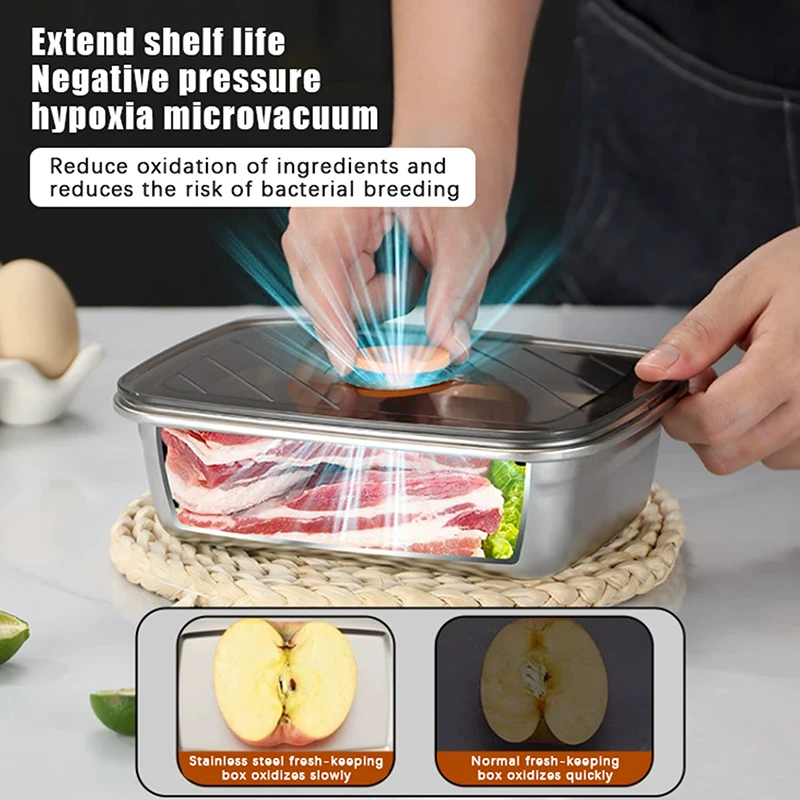 Stainless Steel Camping Lunch Box Sealed Leak-proof Bento Box Microwave Suitable Large Capacity Refrigerator Freezer Storage Box view 4