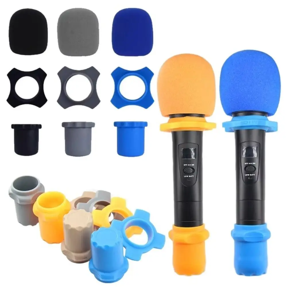 KTV Replacement Silicone Microphone Skidproof Case Soft Shakeproof Microphone Anti-Slip Base Mic Protection Wired/Wireless Mic