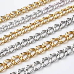 1meter/2meters Flat Necklace Twisted Curb Chains Aluminum Chains for Bracelets Necklace Open Link Chain DIY Jewelry Making