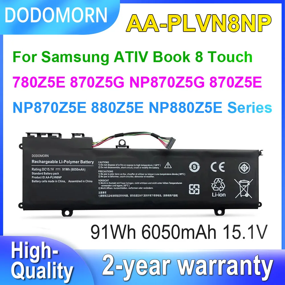 DODOMORN AA-PLVN8NP Laptop Battery For Samsung ATIV Book 8 Touch 780Z5E N780Z5E N780Z5G 870Z5E NP870Z5E 870Z5G 880Z5E 15.1V 91Wh