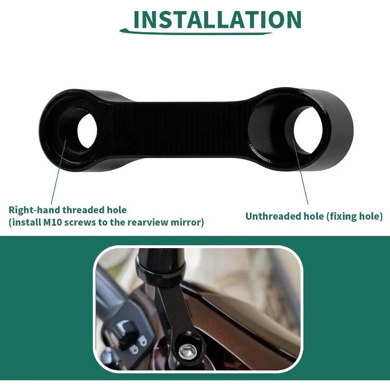 Motorcycle Mirror M10 Extenders Right Hand Threads Motorcycle Rear View Mirror Mount Risers Extenders for 10mm or 8mm Apertures 5