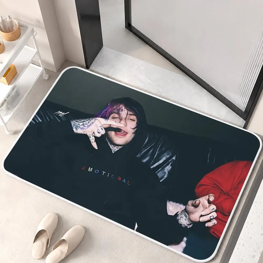 L-LilPeeps Rap Singer Music Floor Mat Flannel Rug Soft Non Slip Door Mat For Bathroom Bedroom Kitchen Living Room Home Decor