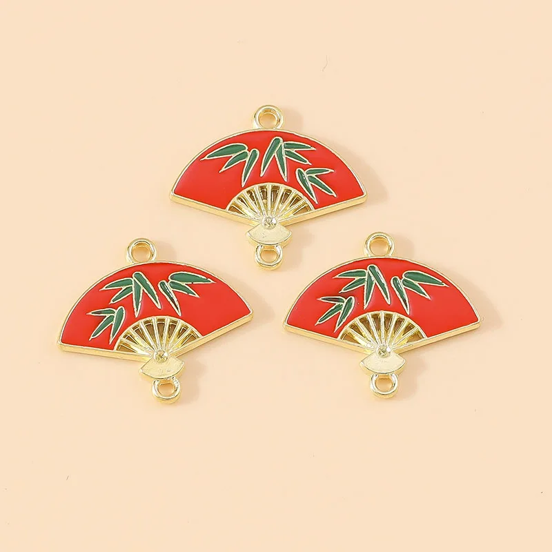 Citroen 10pcs New Cute Lucky Chinese Plum Blossom Bamboo Fan Charms pendenti per Neckalce accessori per la creazione di gioielli fai da te