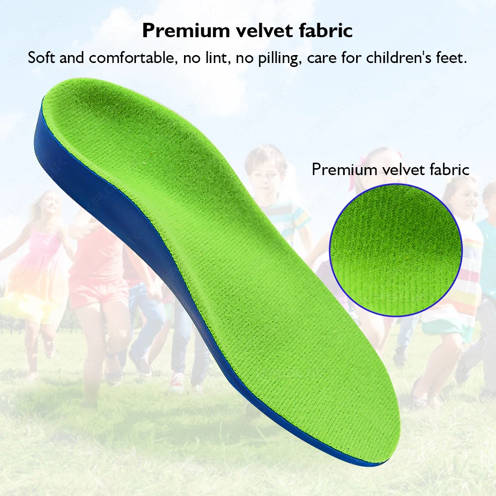 Semelles Orth4WD confortables en velours pour enfants, pied plat, soutien de la voûte plantaire, insertion de chaussures, produits pour enfants