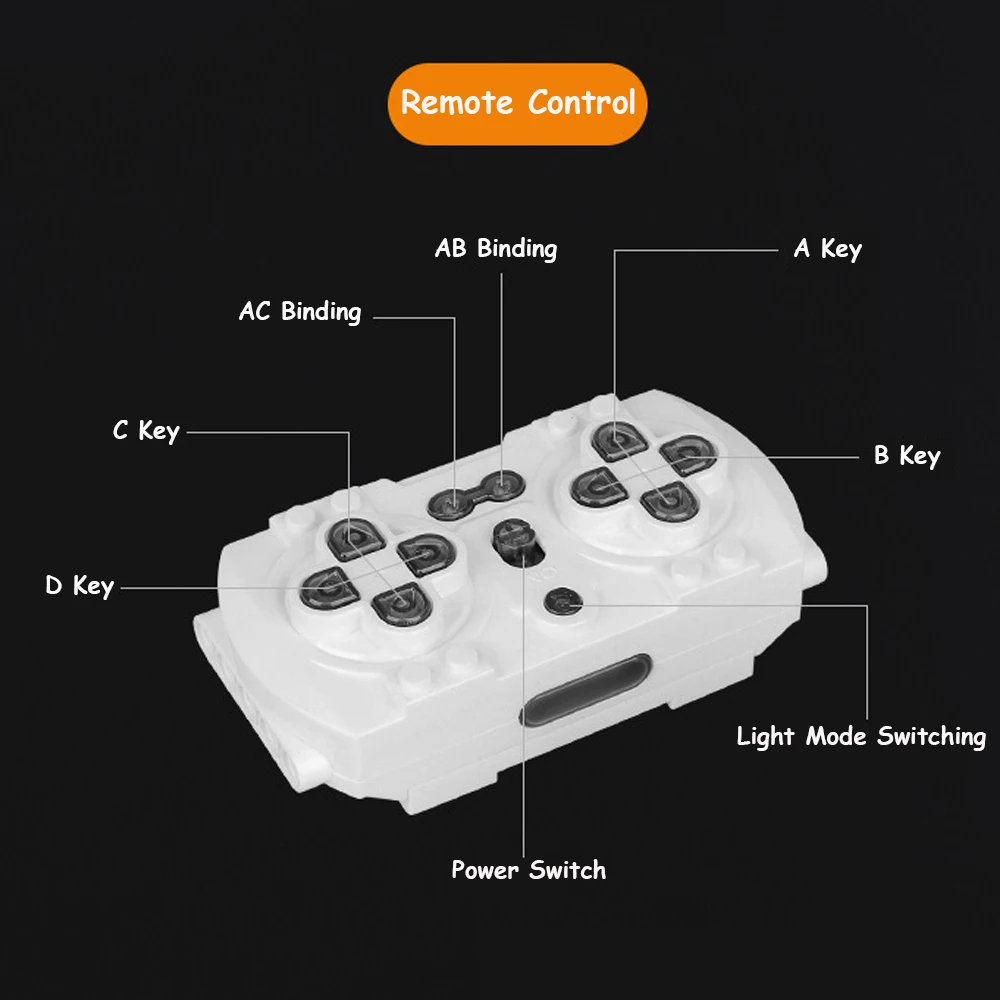 MOC 4 Way Remote Control Rechargeable APP Program for Power Functions Car Train Servo Motor Control Tech Parts Building Blocks