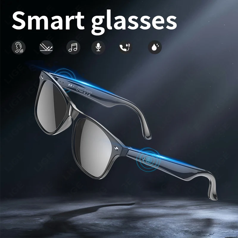 

LIGE Smart AI Glasses Headphones 143 Languages Real Time Translator Bluetooth Call Sunglasses Music Sports Riding Sunglasses Man