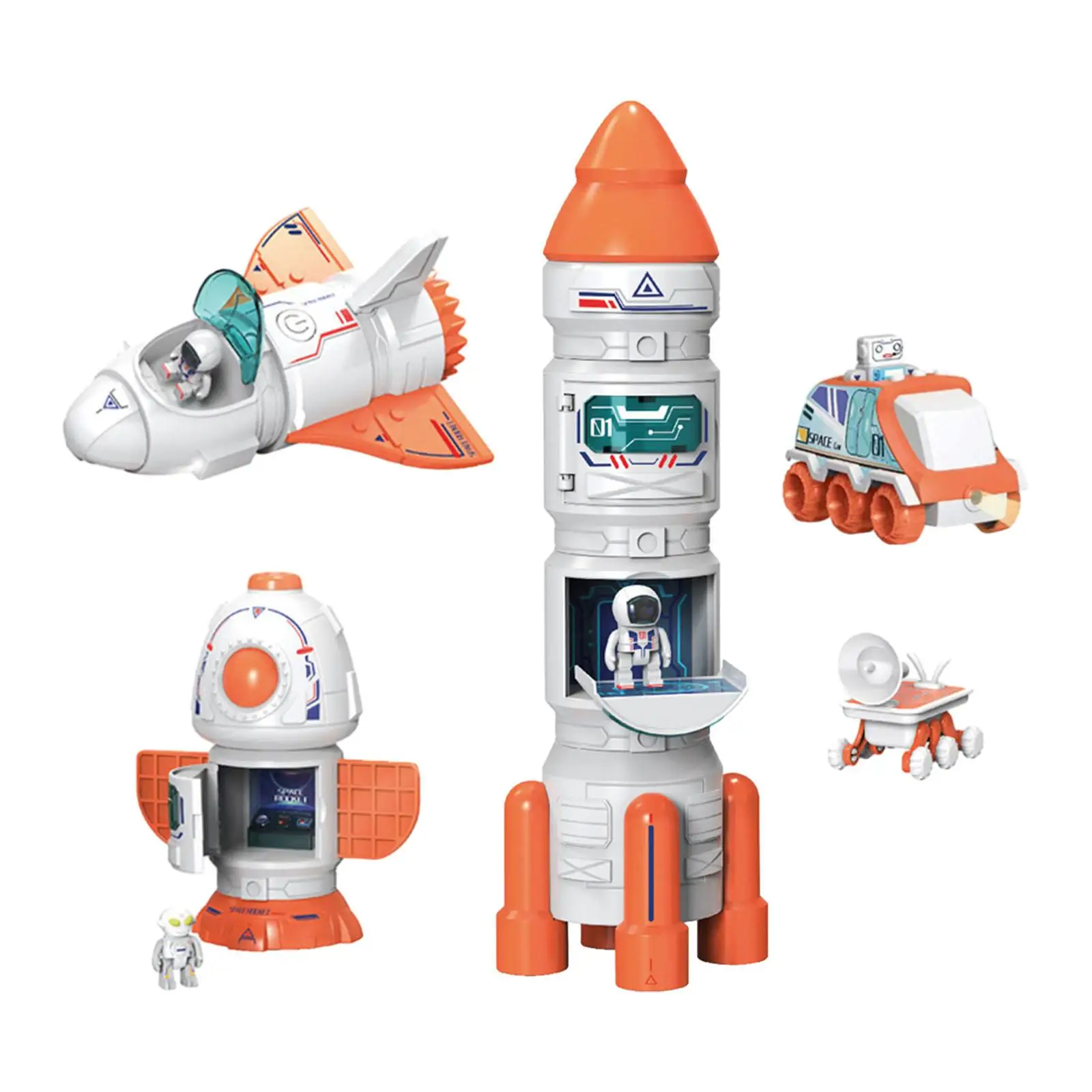 

Space Shuttle Rocket Toys with 3 Spaceman Role Playing Kids Science Educational Toys for Ages 3+ Boy Kids Kindergarten Children