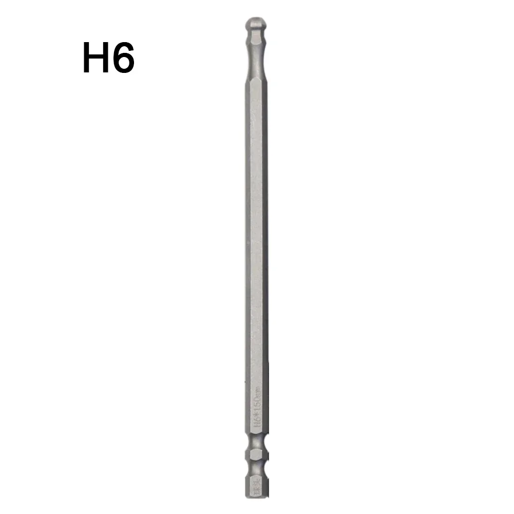 1pc 150mm Ball End Hex Screwdriver Bit Metric Hex Bit Long Magnetic Driver Bit H4 H5 H6 For Automotive Household Manufacturing