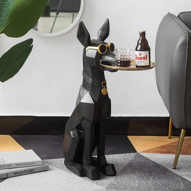 Large Doberman Dog Statue 77cm Resin Figurines Nordic Home Decoration Animal Sculpture Floor Ornament Bedroom Living Room Decor