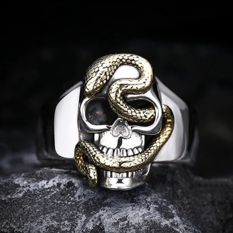 Genuine S925 Sterling Silver Pendants for Women Men New Fashion Relief Python Skull-head Vintage Punk Jewelry Wholesale