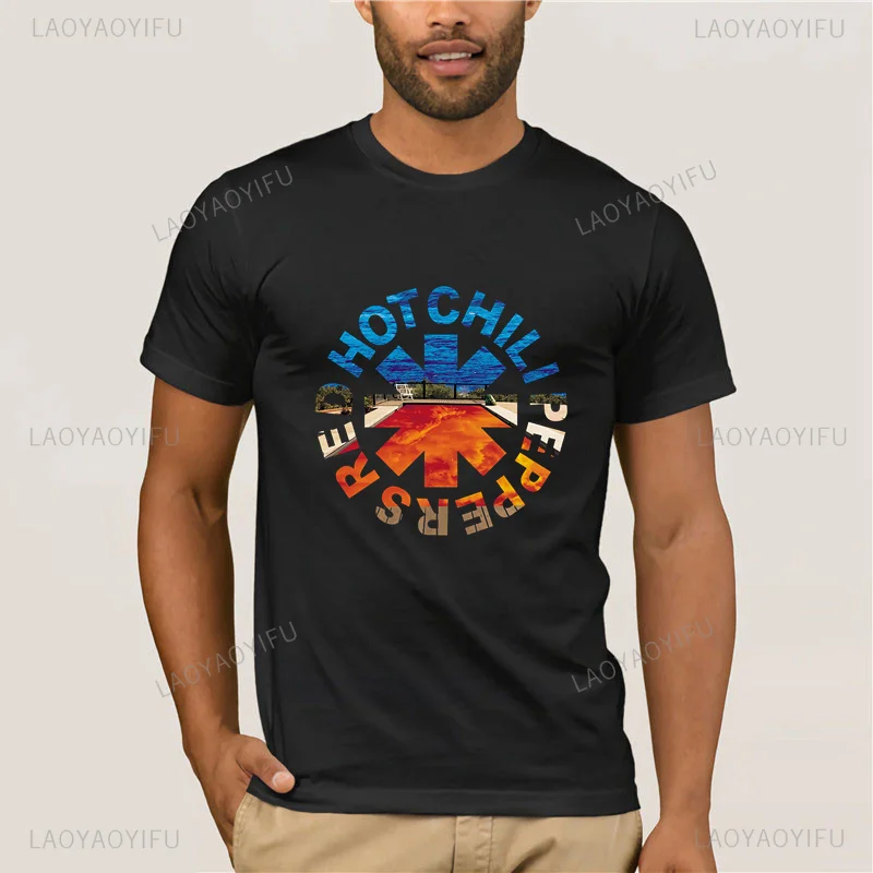 RHCP Rock Band Red Hot Chili Printing T Shirt Peppers Amazing Cotton T-shirts for Men Retro Lounge Band Red Sea Logo Op Tee