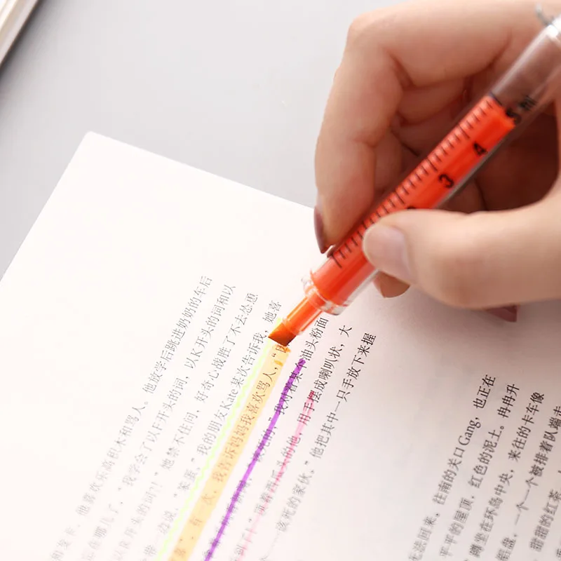 6Pcs Syringe Highlighter Pens With 6 Colors Christmas Gift